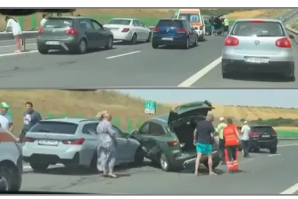 Grav accident pe Autostrada Soarelui: șapte mașini implicate în carambol. 14 persoane rănite, inclusiv doi copii