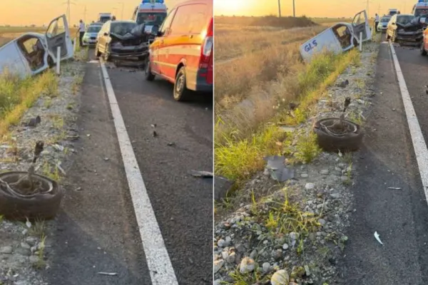 Accident pe centura Timișoarei. Patru persoane, între care și un minor, au fost rănite în urma impactului dintre două mașini și un microbuz