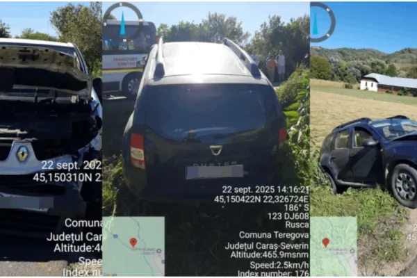 Accident grav în Caraș-Severin. Două persoane au fost rănite în urma impactului dintre o ambulanță și un autoturism