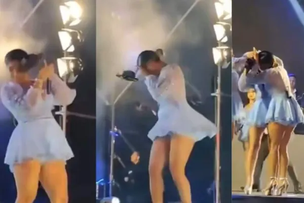 Incident neobișnuit la un concert: cântăreața a fost lovită de o dronă pe scenă