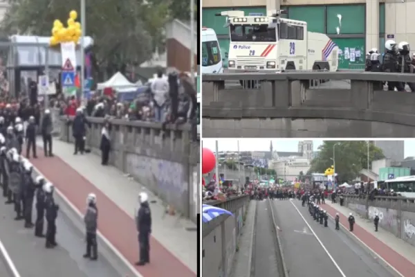 Proteste uriașe la Bruxelles, în capitala Europei. Manifestanți împrăștiați cu tunurile de apă, instituțiilor europene apărate cu sârmă ghimpată - VIDEO