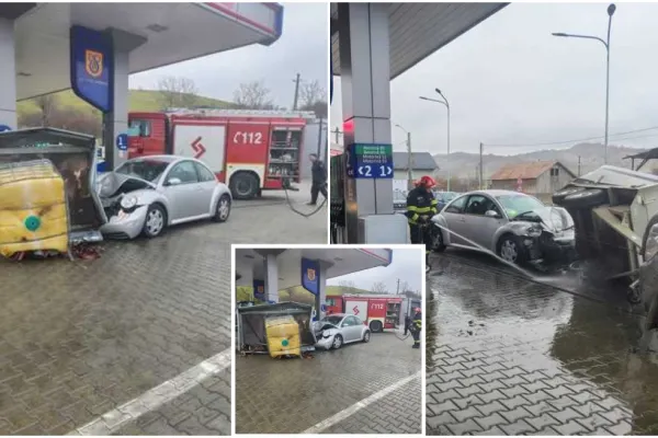 Accident într-o benzinărie din judeţul Bistriţa-Năsăud. 1.000 de litri de motorină au curs dintr-un bazin