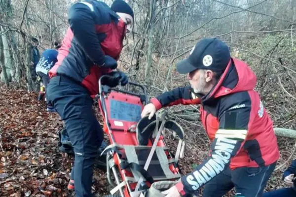 Misiune contracornometru în Maramureș. Salvamontiștii au intervenit pentru recuperarea unui bărbat, victimă a unui accident forestier