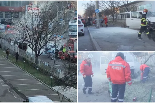 Accident în București. O femeie a fost rănită de o dubă care a intrat pe trotuar -FOTO