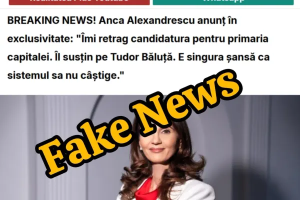 Anca Alexandrescu și realitatea.net, victimele unui fals grosolan. Un fake news lansat pe X anunță retragerea candidatei independente - FOTO