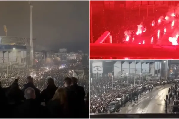 Imagini emoționante de pe stadionul ”Toumba” din Grecia. Mii de suporteri ai echipei PAOK, ultim omagiu pentru cei șapte fani morți în accidentul din România - VIDEO