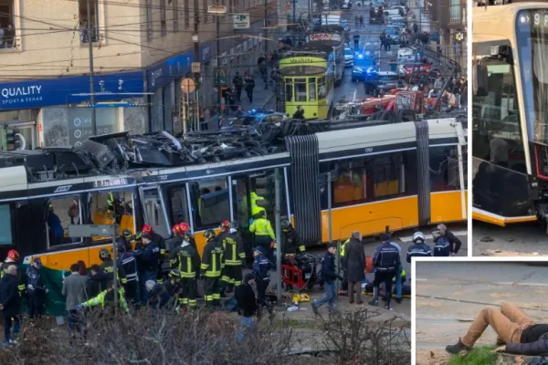 Accident teribil la Milano. Un tramvai a deraiat și a lovit o clădire istorică. Un om a murit, alți 40 de pasageri au fost răniți - VIDEO