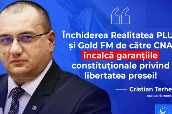 Cristian Terheș critică decizia CNA privind Realitatea PLUS și Gold FM: „Se deschide inevitabil drumul spre reducere la tăcere”
