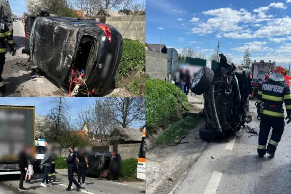 Trafic blocat în județul Suceava. Accident rutier grav între o mașină și un TIR