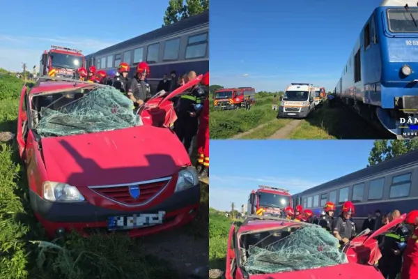 Accident feroviar în județul Dâmbovița. O persoană a murit, după ce mașina în care se afla a fost lovită de un tren -FOTO