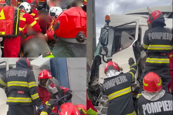 Accident grav în județul Prahova. Un autobuz s-a ciocnit violent cu un TIR. A fost solicitat elicopterul SMURD