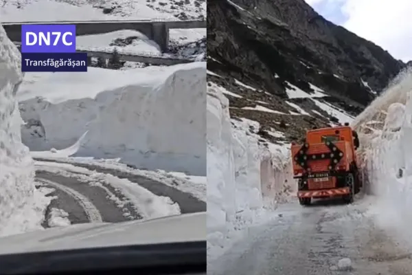 Deszăpezirea Transfăgărășanului a fost reluată. Stratul de zăpadă depășește trei metri pe alocuri -VIDEO
