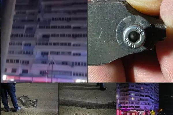 Dronă explodată la Galați | Martor: A lovit casa liftului, s-a prăbușit pe acoperiș și a explodat - FOTO