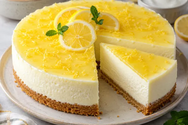 Cum faci cel mai cremos cheesecake cu lămâie și iaurt, fără coacere. Rețeta simplă nu conține ouă și se prepară fără mixer