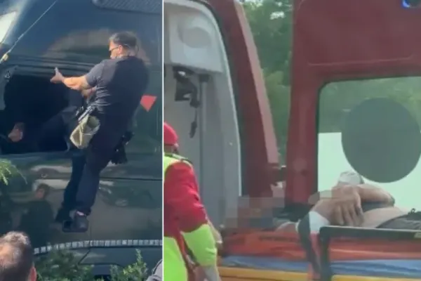 Scene șocante după accidentul de TIR de la Constanța. Șoferul, agresat de poliția locală: „Dă-i pe el! Dă-i la coaste!” - VIDEO
