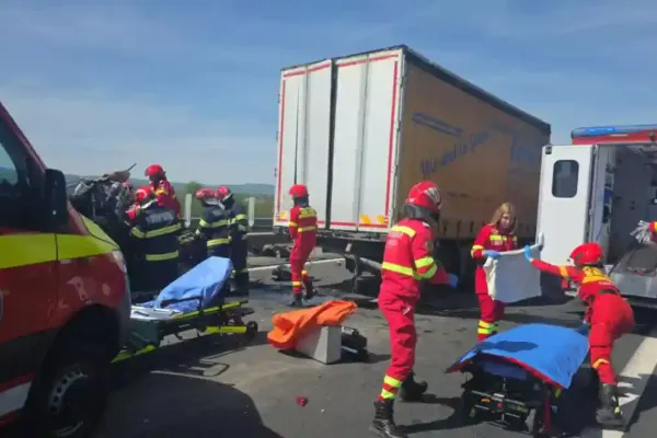 Accident tragic pe Autostrada A1, în județul Sibiu. O femeie a murit după ce TIR-ul pe care îl conducea a intrat într-un parapet
