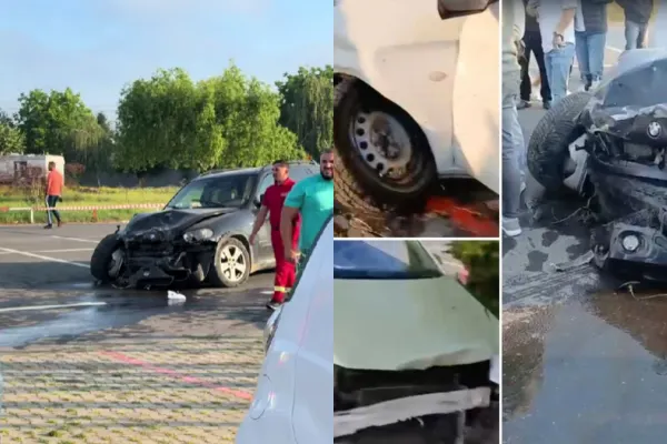Accident în lanț la Dragonul Roșu: o șoferiță a avariat 12 mașini parcate. Două persoane au ajuns la spital