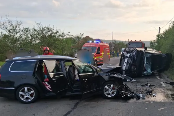 Accident grav în Sălaj, cu opt persoane implicate: traficul pe DN 1F a fost oprit în ambele direcții