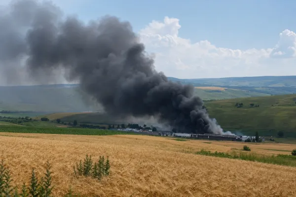 Incendiu devastator la una din fermele de pui ale lui Fănel Bogos. Mai multe hale au fost cuprinse de flăcări-VIDEO