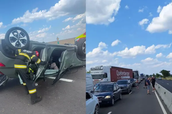 Grav accident rutier pe DN5, Giurgiu - București. Trei persoane au fost rănite, o coloană de mașini de 4 kilometri s-a format