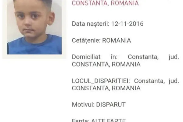 RO-ALERT în Constanța. Un copil de 9 ani este căutat de polițiști după ce a plecat de acasă