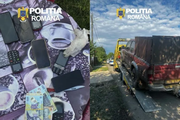 Percheziții în Giurgiu după furtul a 1.000 de litri de motorină. Polițiștii au ridicat un autoturism, bani și telefoane mobile