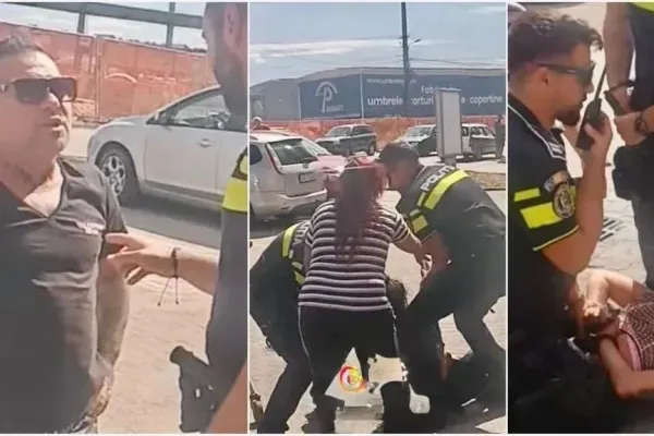 Scene șocante la Arad, după un scandal în parcarea unui supermarket. O tânără de 20 de ani a fost reținută de polițiști - VIDEO