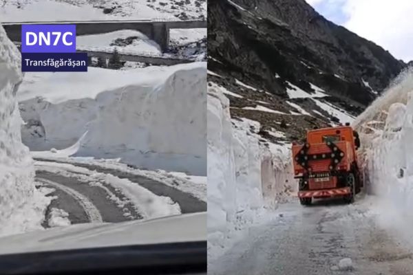 Deszăpezirea Transfăgărășanului a fost reluată. Stratul de zăpadă depășește trei metri pe alocuri -VIDEO