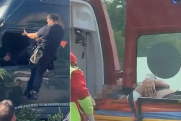 Scene șocante după accidentul de TIR de la Constanța. Șoferul, agresat de poliția locală: „Dă-i pe el! Dă-i la coaste!” - VIDEO