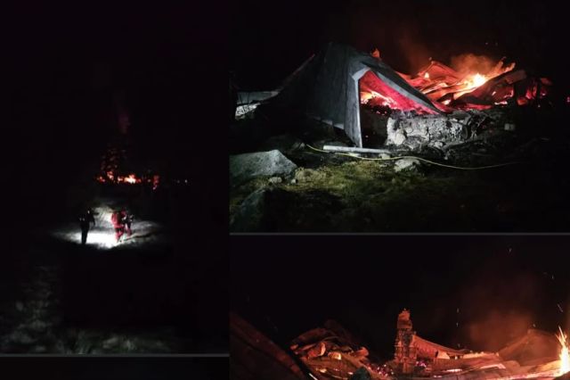 Incendiu devastator în Munții Retezat, o cunoscută cabană-refugiu a fost distrusă 