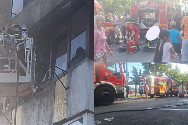 Incendiu într-un bloc din județul Mehedinți. Un bărbat a murit, iar 15 persoane au fost evacuate-FOTO