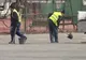 Dorel "loveşte" din nou: asfaltare cu mătura, lopata şi târnăcopul pe străzile din Bacău