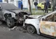 Incendiu de proporții lângă o benzinărie! Două mașini, făcute scrum