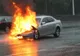 Autoturism în flăcări pe DN6: O mașină a luat foc în mers