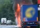Clipe de panică în trafic, TIR în flăcări în localitatea Mogoșoaia (VIDEO)