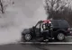Mașină în flăcări pe Autostrada București - Pitești