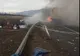 Momentul impactului dintre cele două autotrenuri care au luat foc pe DN6 - Imagini șocante
