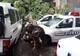 Mașini de poliție distruse de vremea extremă, la Brăila