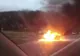 Mașină în flăcări, pe DN1! Trafic BLOCAT. FOTO