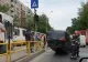 Accident grav, pe linia tramvaiului 41: mașină răsturnată, șoferul a scăpat ca prin minune 