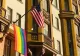 Steagul curcubeu al mișcării LGBTI, arborat la Moscova în ziua referendumului care interzice căsătoriile între homosexuali în Rusia