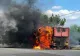 TIR în flăcări la Târgoviște, o remorcă s-a făcut scrum