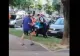 VIDEO Femeie încătușată pentru a putea fi urcată în ambulanță