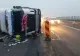 Trafic blocat pe Autostrada Soarelui. Un TIR este răsturnat în dreptul localității Brănești