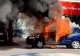 Mașină DISTRUSĂ de flăcări, într-o parcare din Constanța. De la ce ar fi izbucnit incendiul - VIDEO