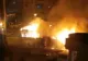 VIDEO Un autocar care transporta muncitori a ars ca o torță în Târgu Jiu! Cauzele incendiului, necunoscute