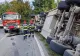 Accident grav în Vâlcea - Un camion plin cu animale s-a răsturnat în afara carosabilului
