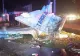 Accident TERIBIL în Gorj. O mașină s-a făcut praf după ce a intrat în indicatorul din beton care arată intrarea în municipiul Târgu-Jiu