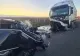 Accident șocant, în Vrancea: tânăr mort, după ce a fost strivit între două tiruri - mașina, făcută ghem. FOTO
