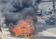 Incendiu pe Autostrada Soarelui. O mașină s-a făcut scrum la Stația de Taxare de la Podul Fetești FOTO